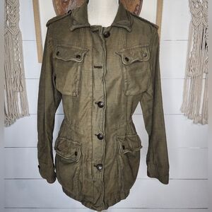 Free People Utility Cargo Jacket in Olive Green Size Small